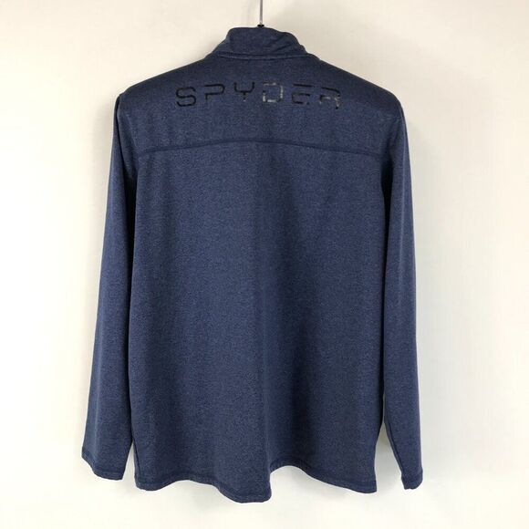 Spyder Active 1/4 Zip Pullover Men's Medium Navy Mock Neck ProWeb Wicking Logo - Picture 5 of 11